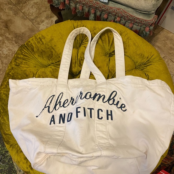 Abercrombie & Fitch White and Blue Logo Tote - Picture 1 of 6